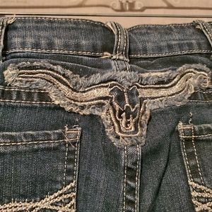 Cowgirl Tuff Longhorn Silver Jeans 29x35